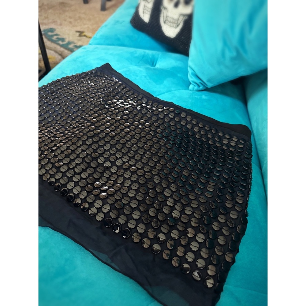Haute Hippie mini metal and lace mini skirt